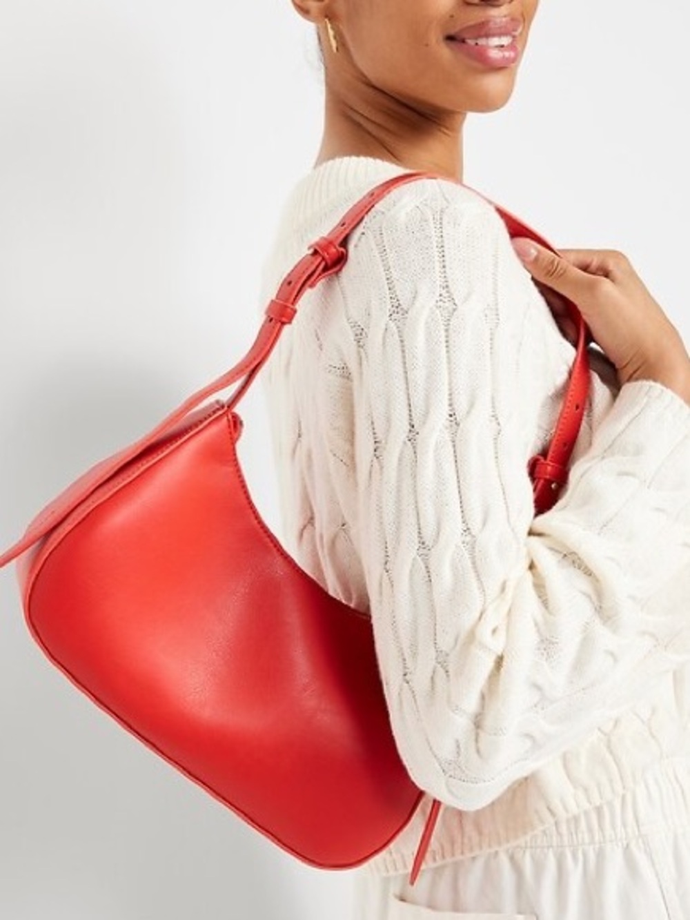 NWT Slouchy Shoulder Bag - Classic Red Shoulder Bag - Sleek Women's Handbag
